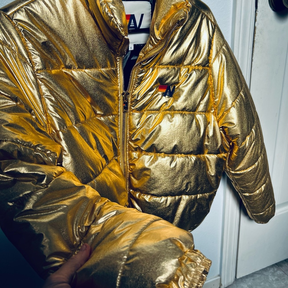 Aviator Nation Metallic Gold Puffer Jacket - Picture 3 of 13